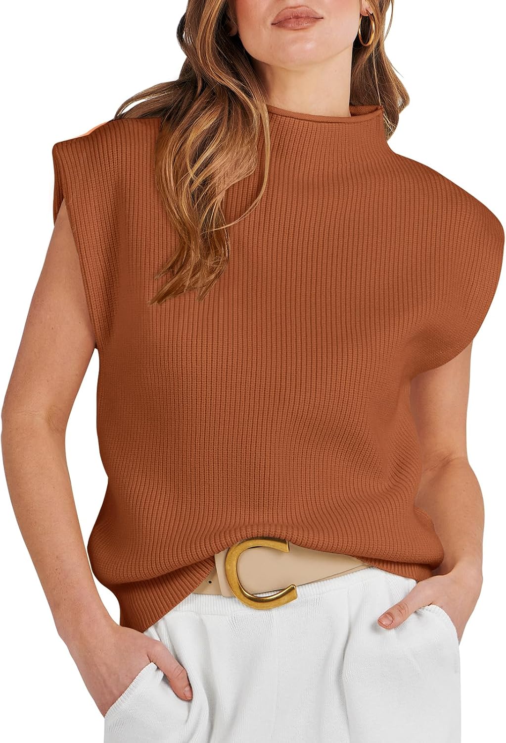 Detalle de ANRABESS Mock Neck Sweater Vest for Women