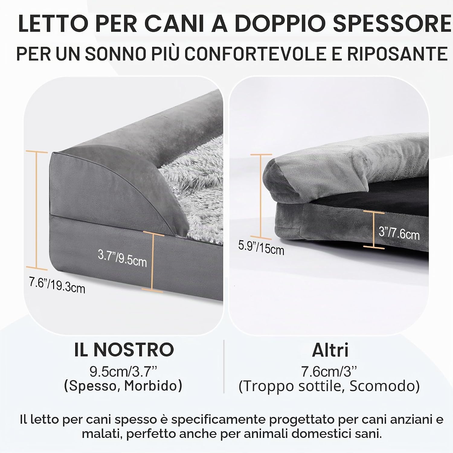 Detalle de Gimars Letto ortopedico per cani di taglia grande con memory foam a uovo 28D – lavabile e impermeabile