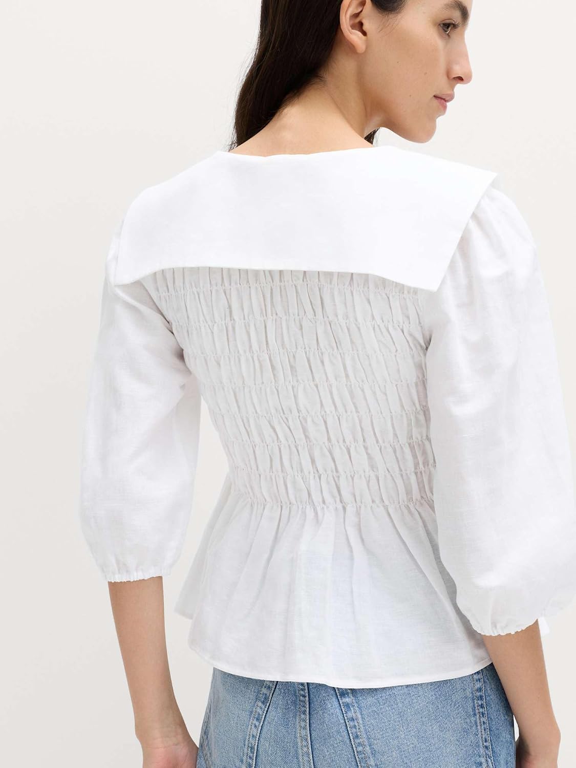 Thumbnail 5 de Marks & Spencer linnen overhemd met plooien, ronde hals en cape-mouwen