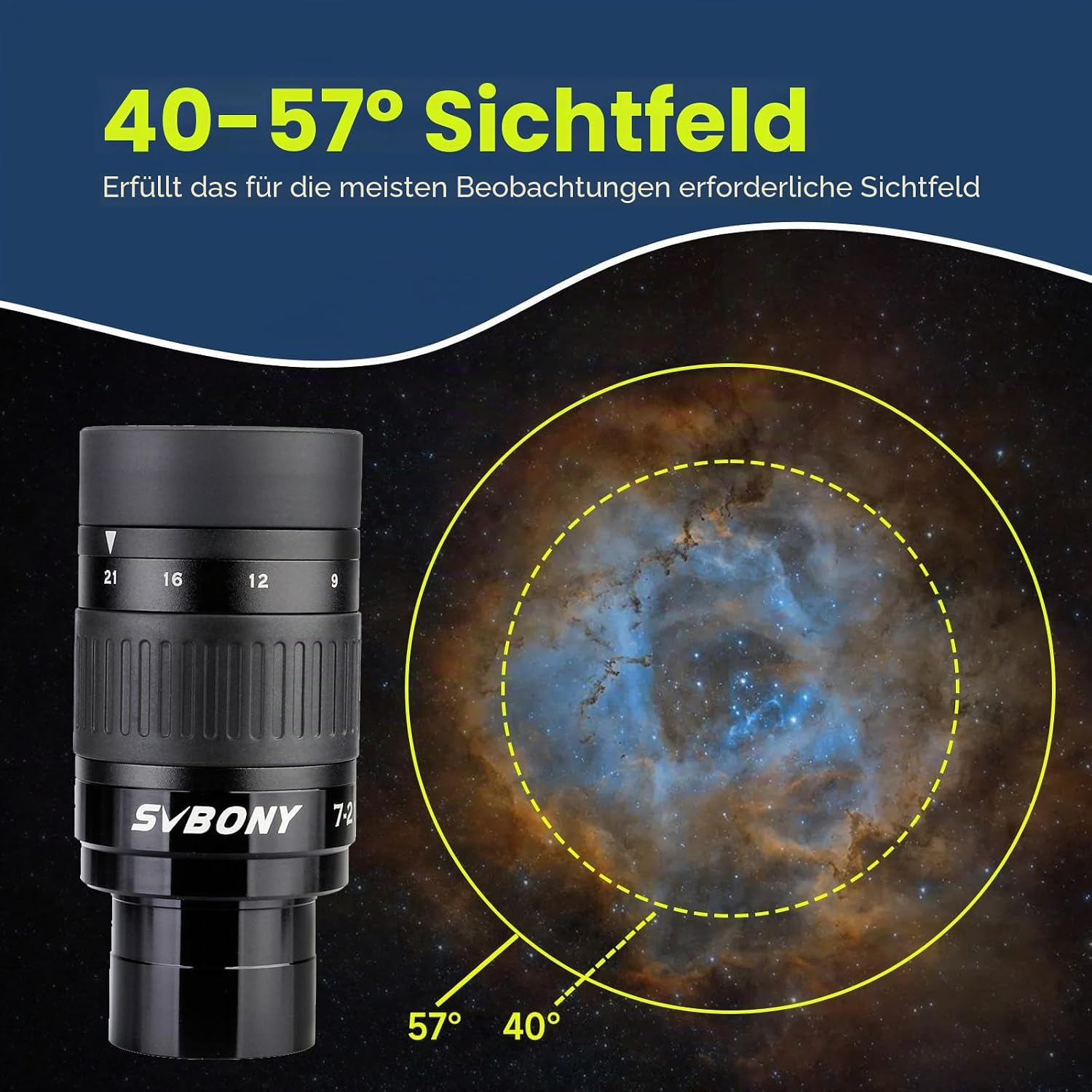 Thumbnail 3 de Svbony SV135 Zoom-Okular 7–21 mm, 1,25 Zoll – FMC-Grüner Film, Planetenbeobachtung