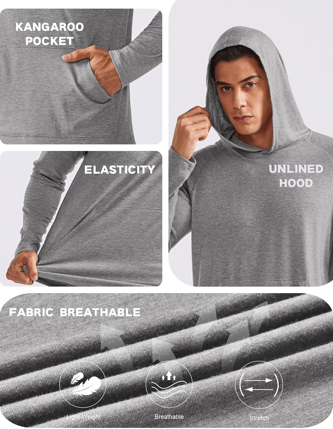 Detalle de PINSPARK Men's Workout Hoodie Polyester Blend