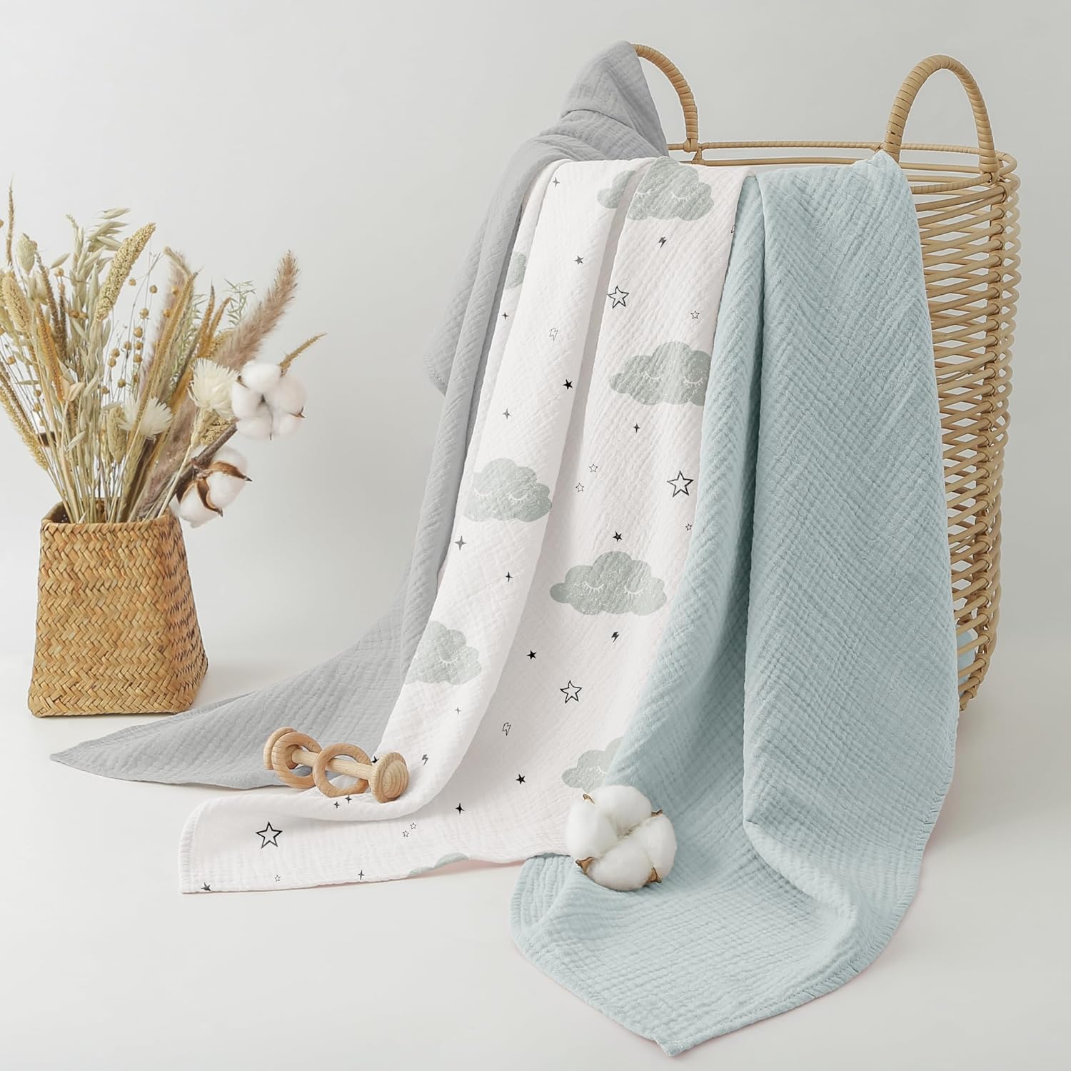 Thumbnail 2 de Bearmoss Baby Musselin Decke 3er Set