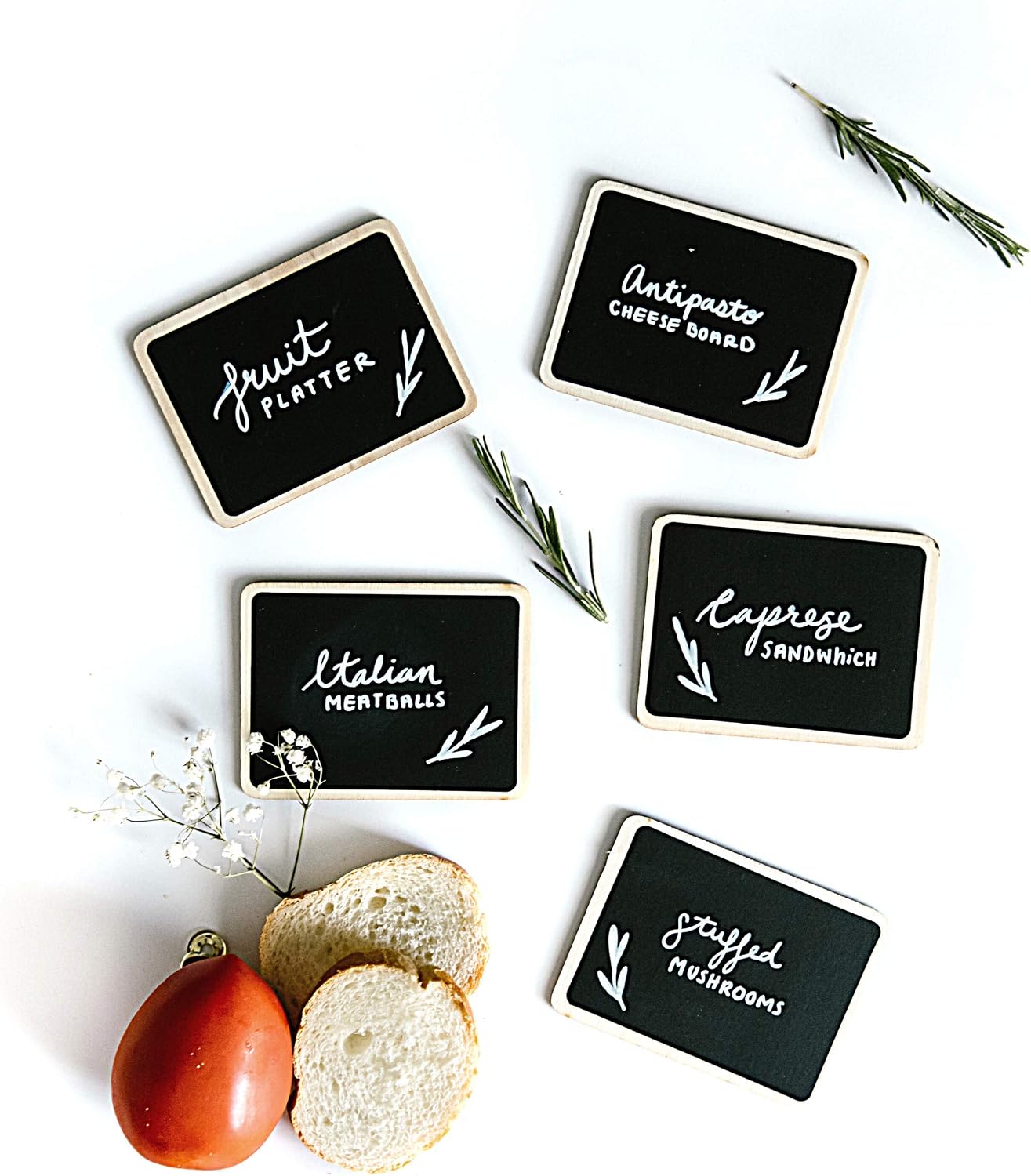 Detalle 2 de SAVVY & SORTED Mini Chalkboard Signs, 18-Pack with Wooden Frames and Stands