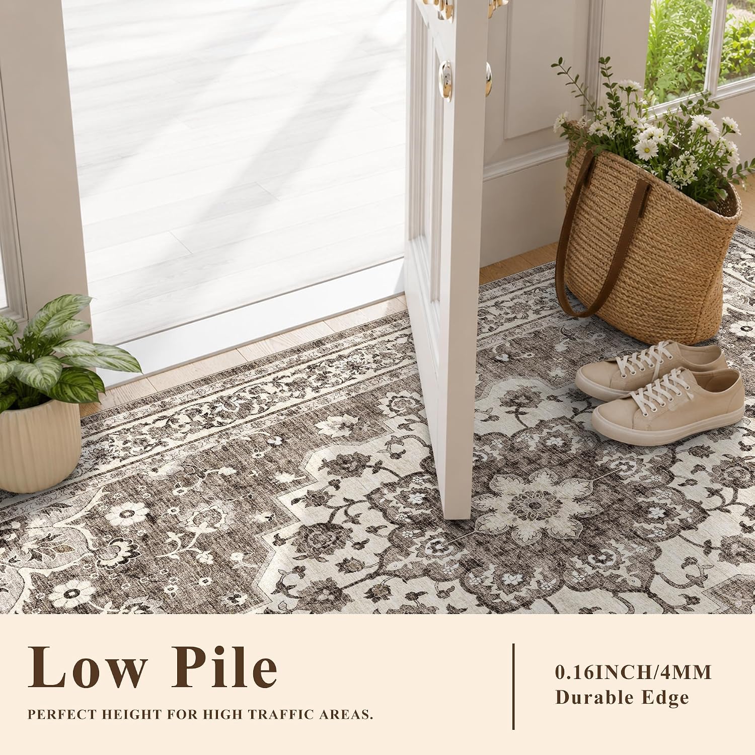 Thumbnail 6 de TOPRUUG Washable Oriental Area Rug (Beige, 9x12) — stain resistant, non-shedding indoor carpet