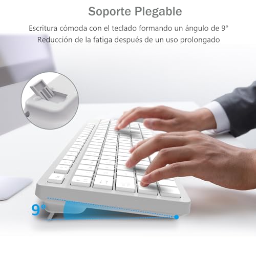 Detalle de LeadsaiL K786 teclado y ratón inalámbricos QWERTY español con teclado numérico