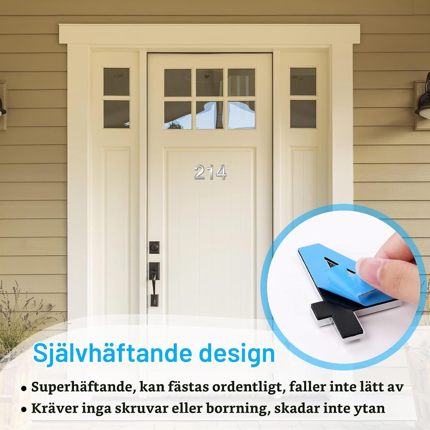 Thumbnail 2 de Vicloon dörrnummer 0 – självhäftande 3D-siffra i silver