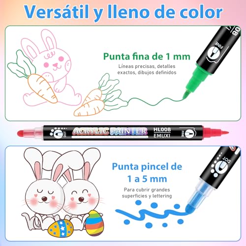 Thumbnail 2 de TOVIKI set de 36 rotuladores acrílicos con doble punta, resistentes al agua