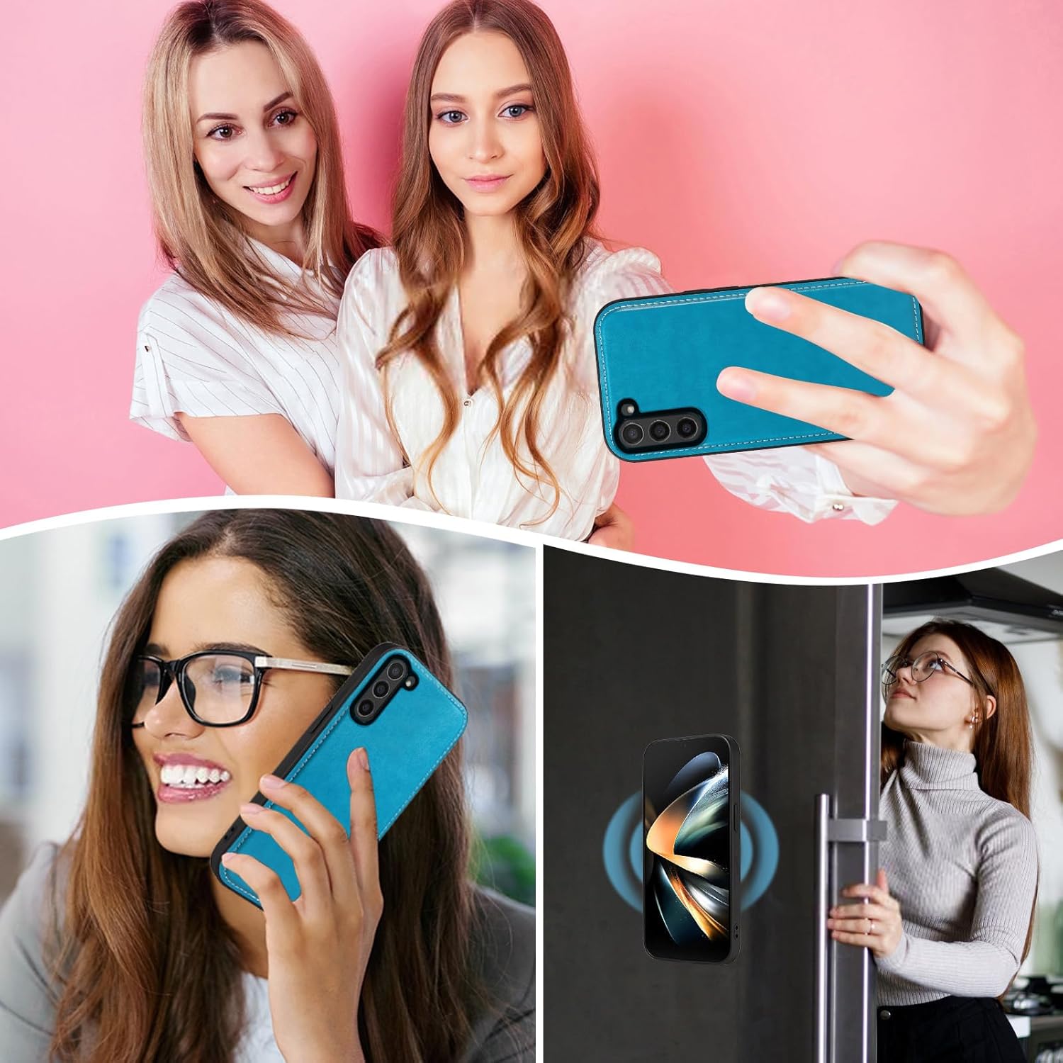 Thumbnail 6 de Asuwish Wallet Case with Detachable Straps for Samsung Galaxy Z Fold5 (Blue)
