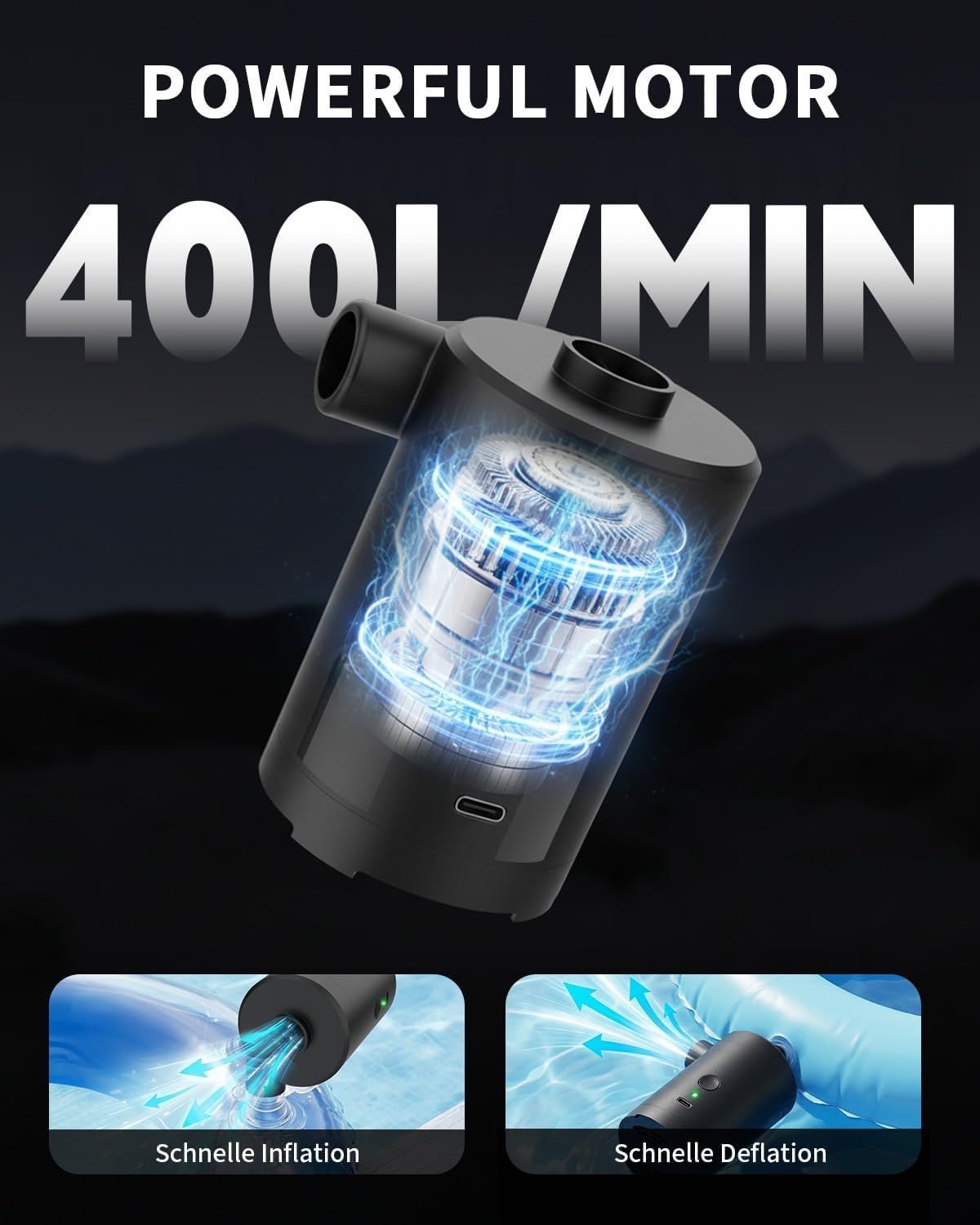 Thumbnail 5 de Zenmos Electric Air Pump for Inflatables: Portable USB-Rechargeable 3600mAh with 5 Nozzles
