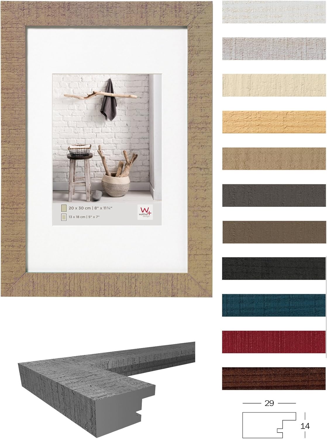 Thumbnail 5 de Walther Design cadre photo Home en noyer avec passe-partout pour 5 photos 10 x 15 cm (HO515N)