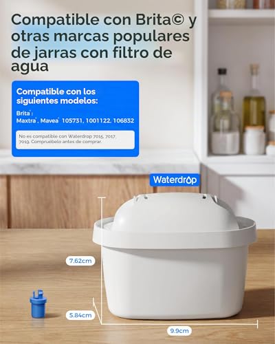 Detalle de Waterdrop Filtro Recambio para Brita Maxtra+ y Marella: agua más limpia a un precio razonable