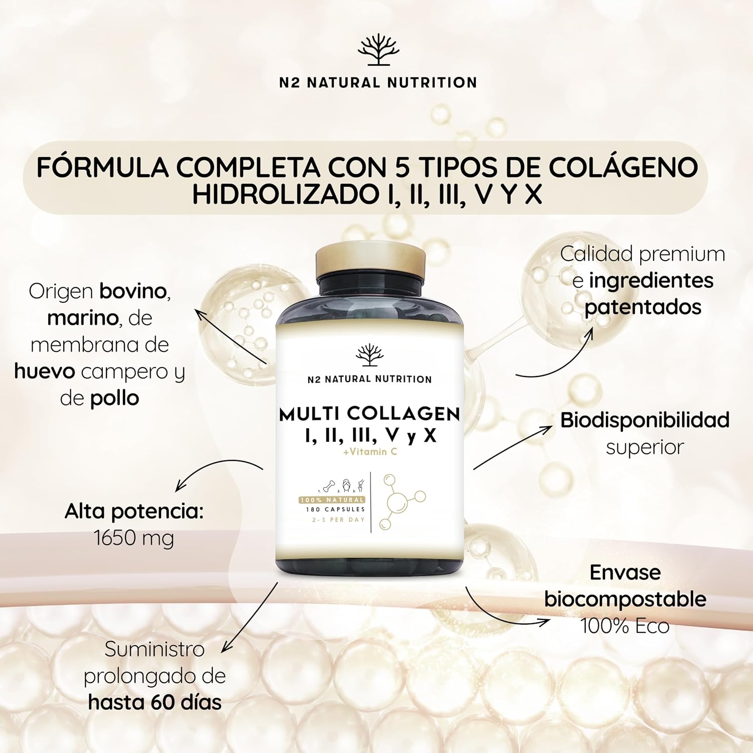 Detalle 2 de N2 Natural Nutrition Colágeno Hidrolizado 1650mg