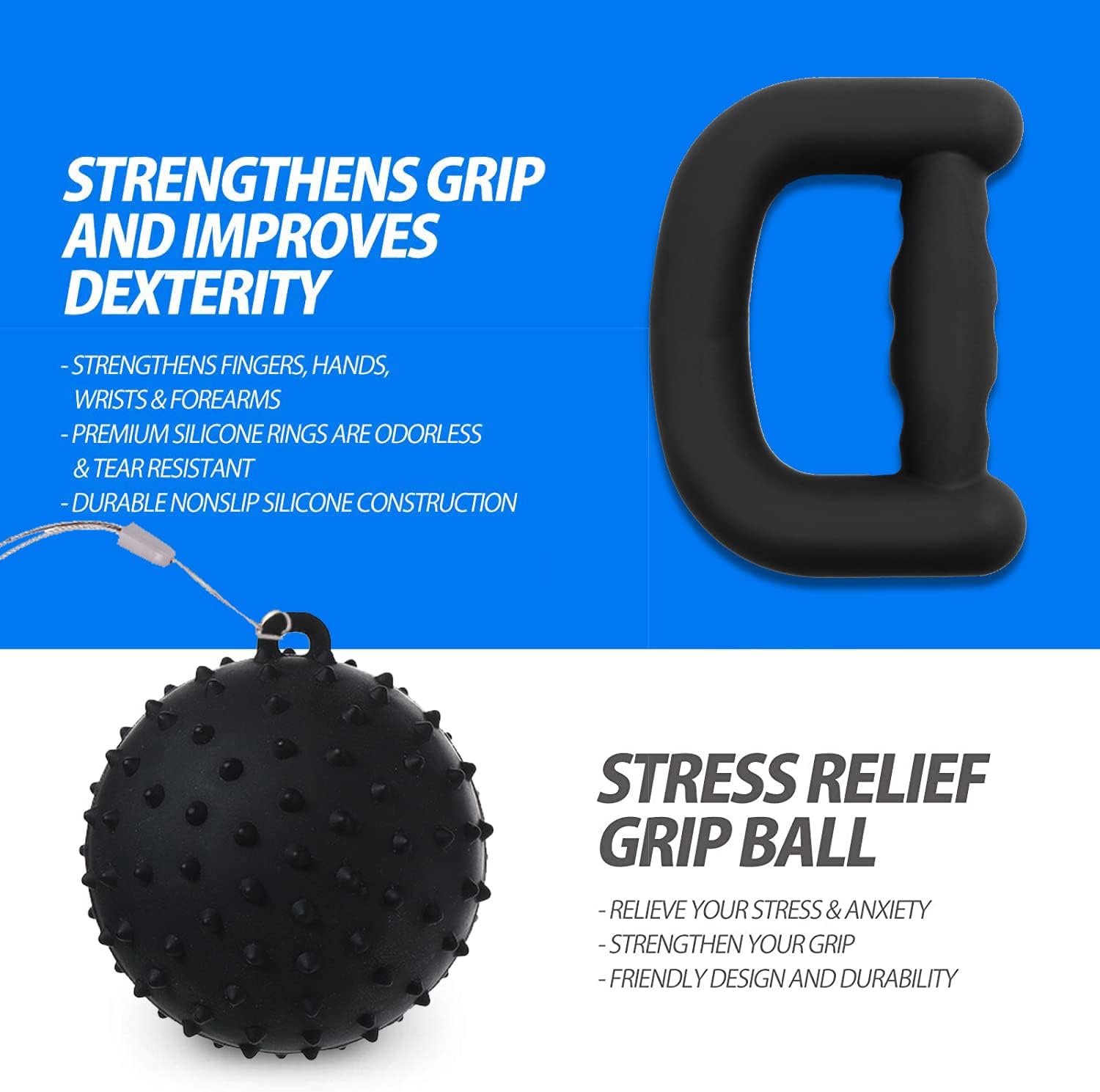 Detalle de MUMUWIND handtrainingsset met griptrainer, teller en gyroscopische bal