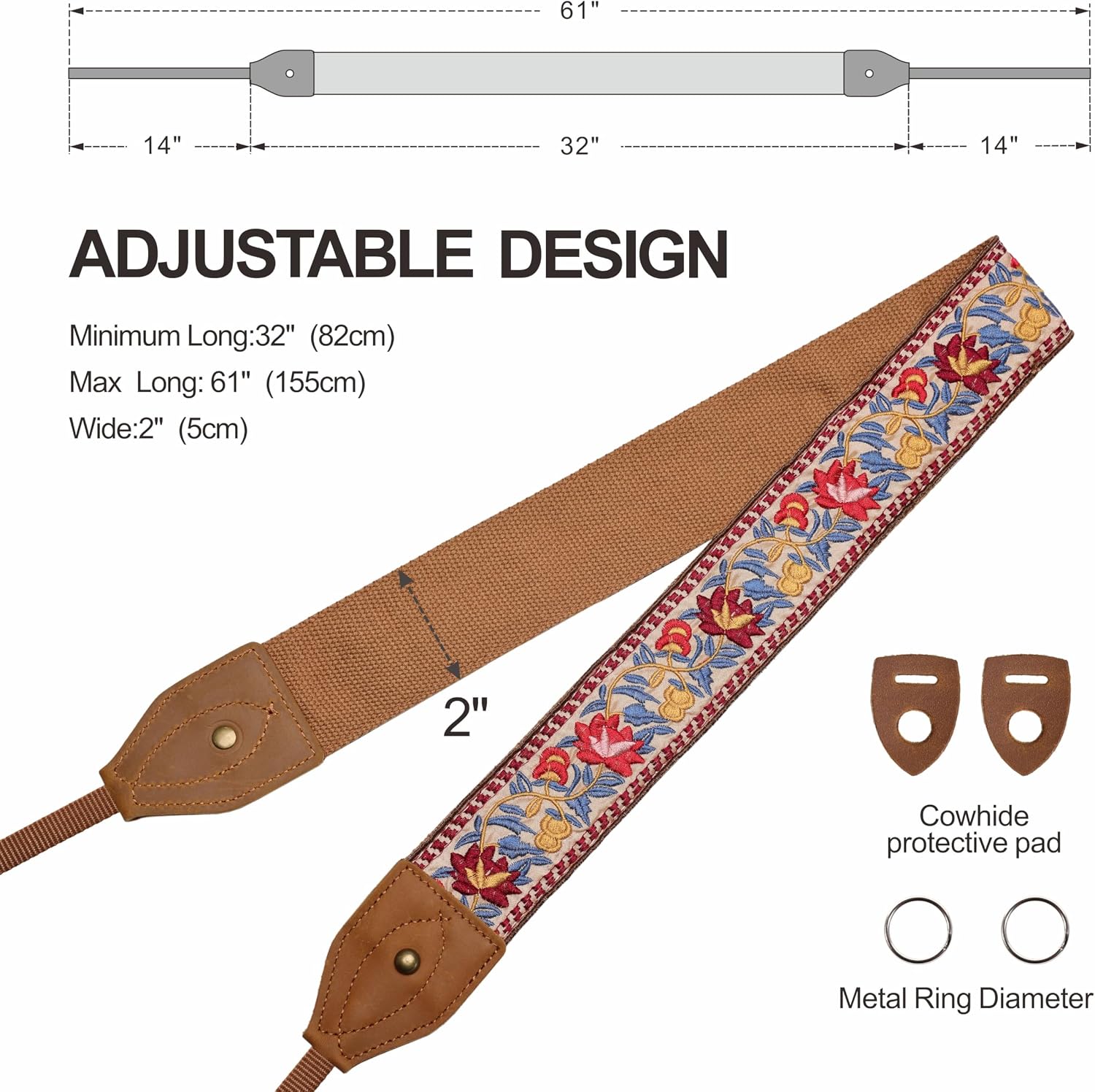 Thumbnail 5 de Padwa Lifestyle 2" Classic Crazy Horse Camera Strap