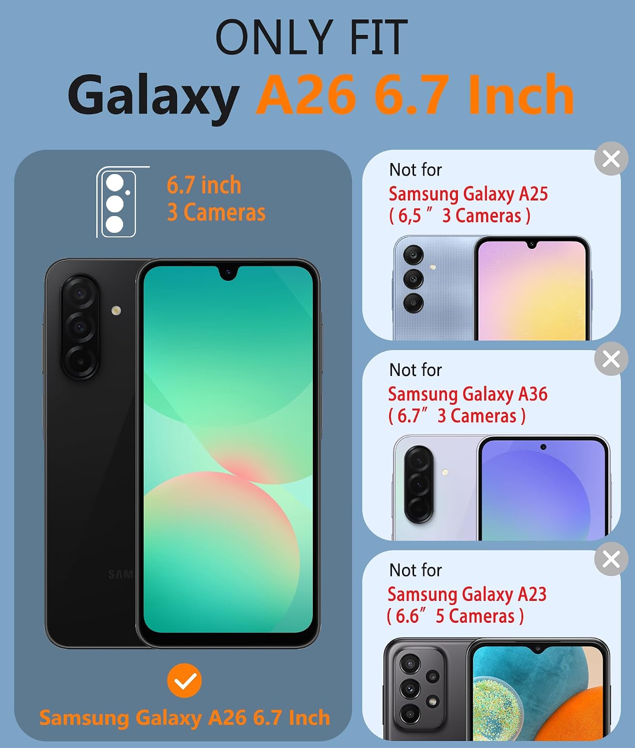 Detalle 2 de FNTCASE Dual-Layer Protective Case for Samsung Galaxy A26 5G (6.7 inch, Black) with Shockproof Bumper