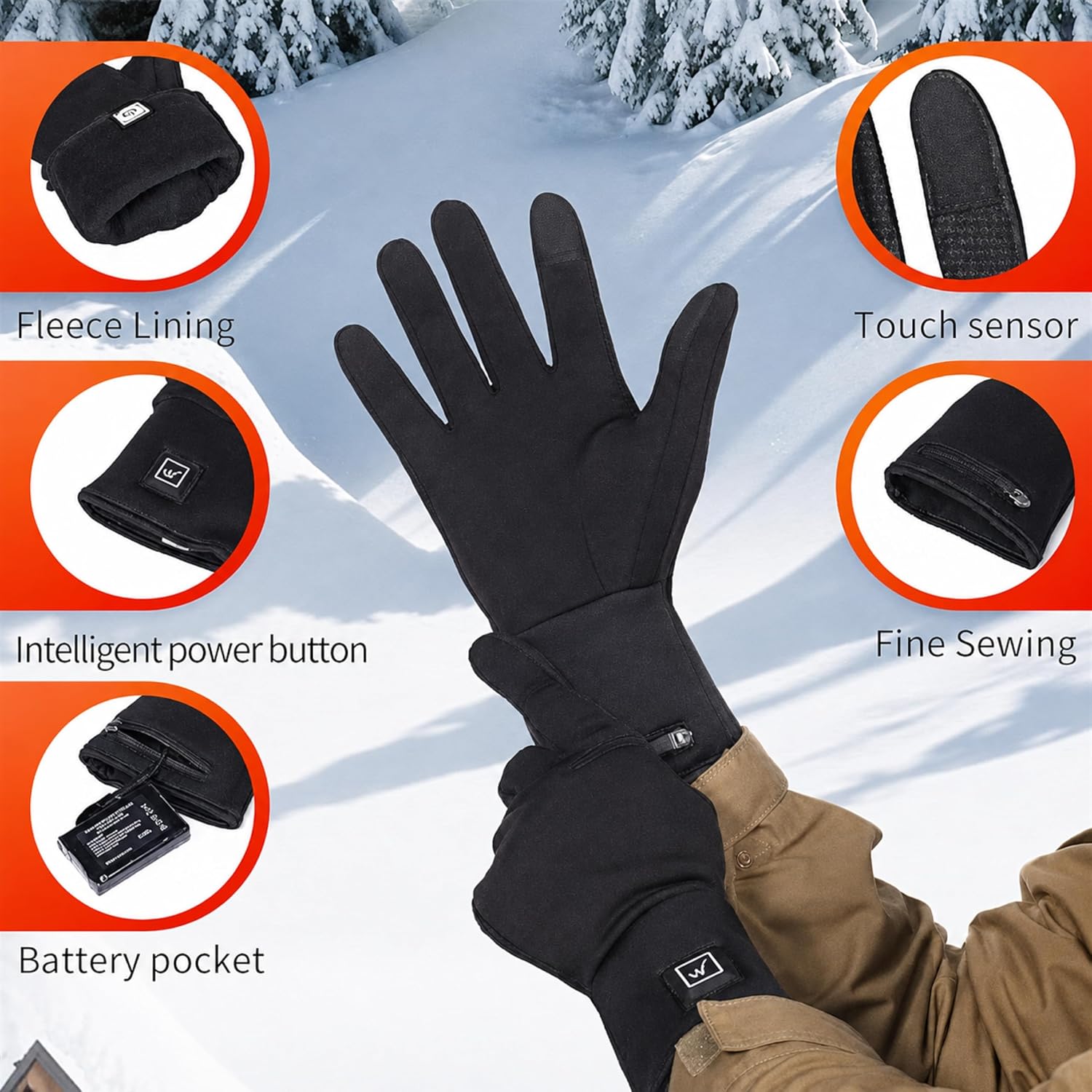 Detalle 2 de WEIVIOQ Heated Glove Liners, 2200mAh