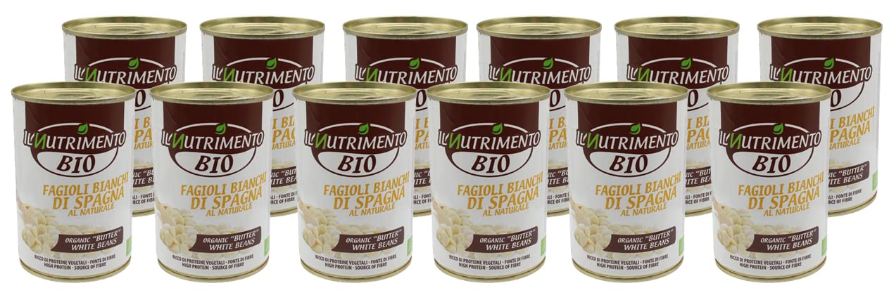 Detalle de IL NUTRIMENTO Riesige Weiße Bohnen (12 x 400 g) – ballaststoff- und proteinreich, ohne Salzzusatz