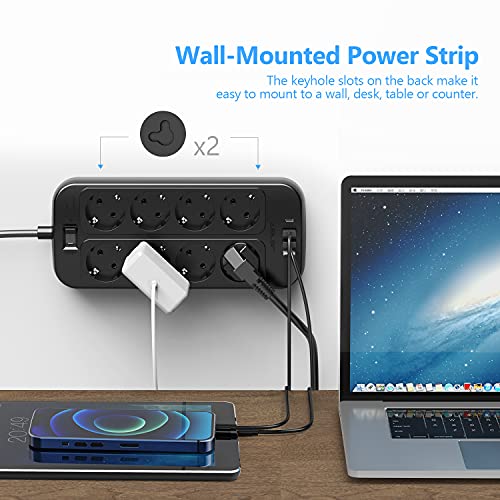 Thumbnail 4 de JSVER Regleta USB con Protección Sobretensión ⚡ 8 tomas y 4 USB