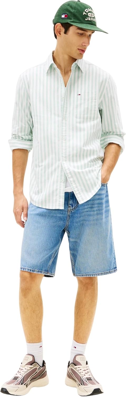 Detalle 2 de Tommy Jeans Tjm Reg Stripe Oxford Shirt, camicia a righe in stile Oxford da uomo