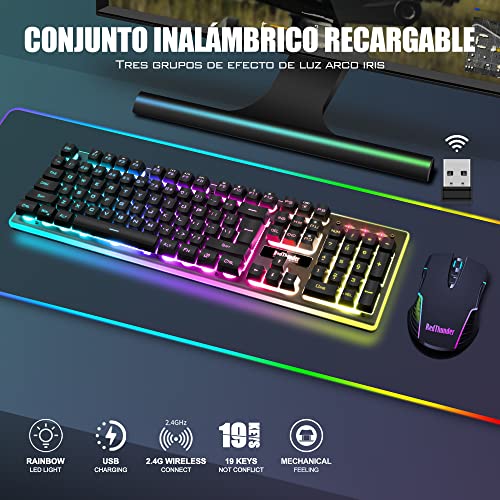 Thumbnail 6 de RedThunder K10: Teclado y Ratón Inalámbricos Gaming con Iluminación RGB y Batería Recargable (Disposición ES) para PC/PS5/Xbox