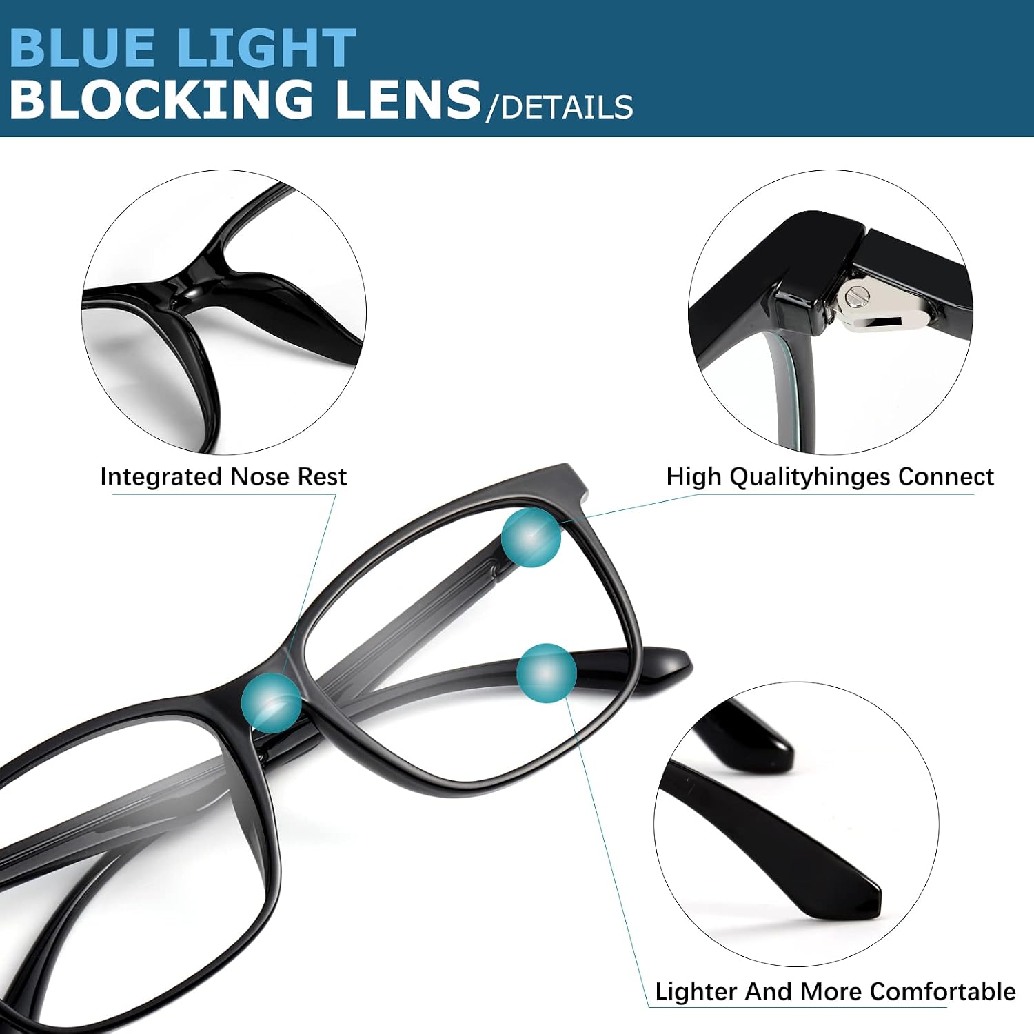 Detalle de Oilway Blue-Light Blocking Glasses: Anti-Eyestrain Computer/Phone/TV Glasses