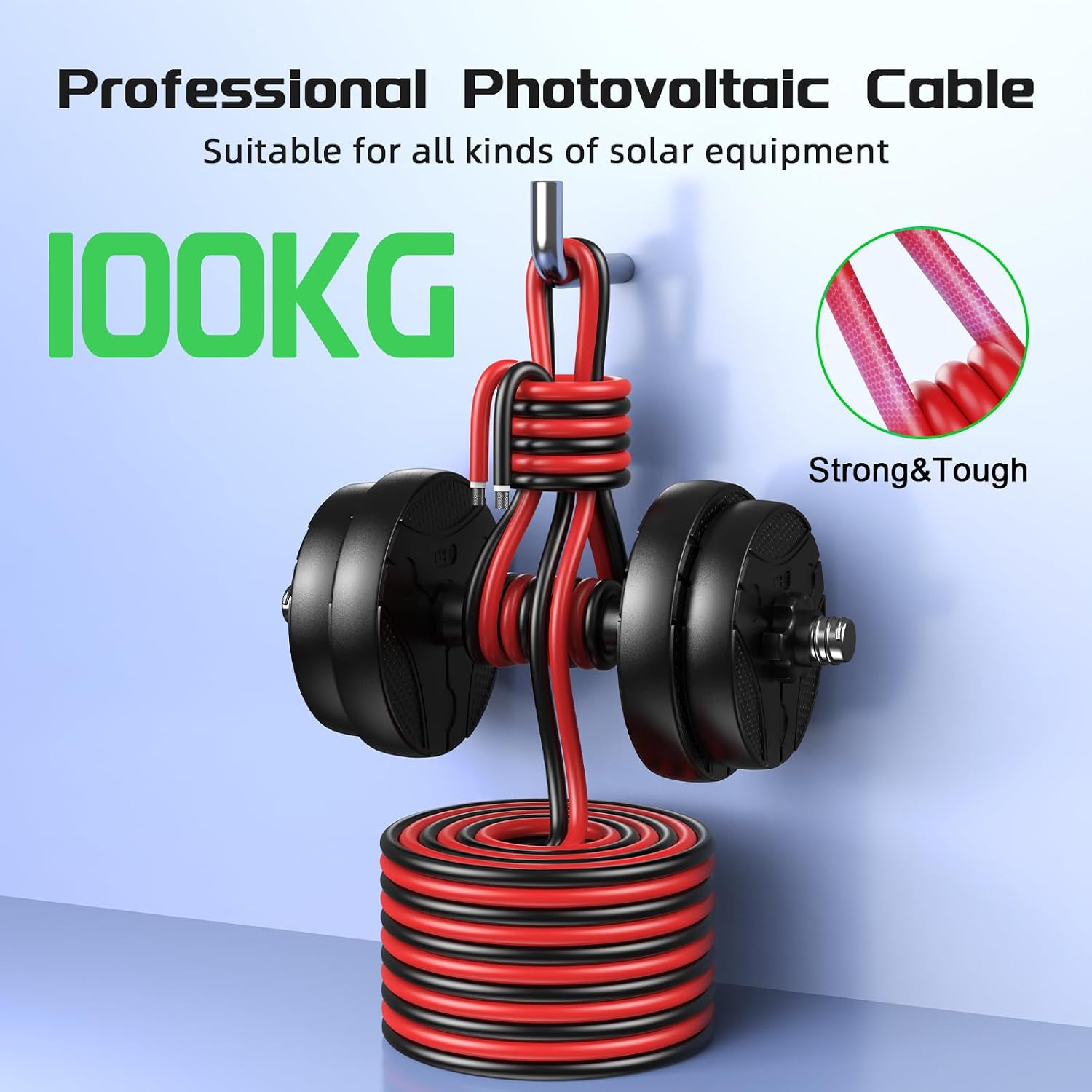 Detalle 2 de Bateria Power Solar Panel Wire 100Ft Black & 100Ft Red Kit, 10AWG (6mm²) Tinned Copper Outdoor Solar Extension Cable