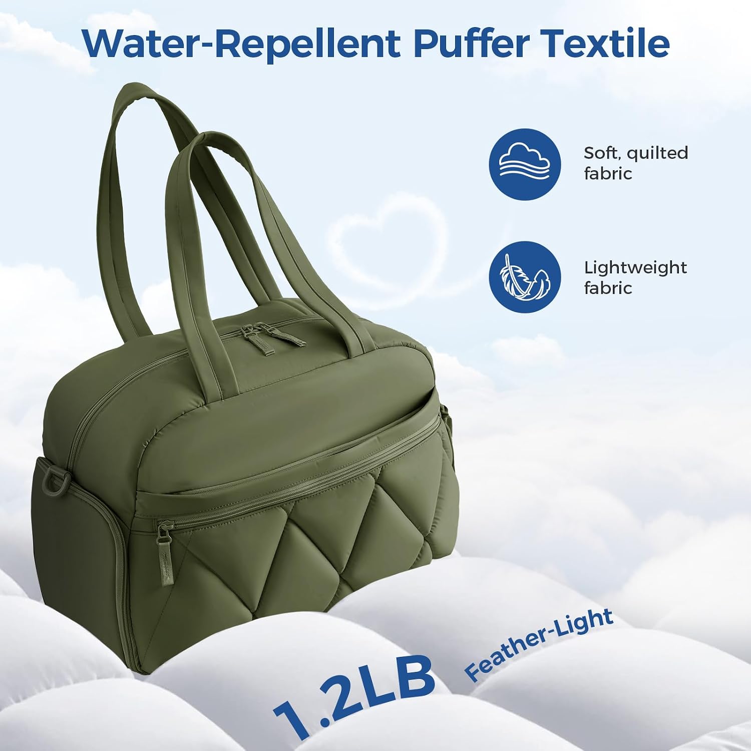 Detalle de Lekespring Weekend Overnight Bag for Women 25L – Waterproof travel holdall with shoe compartment (Dark Green)