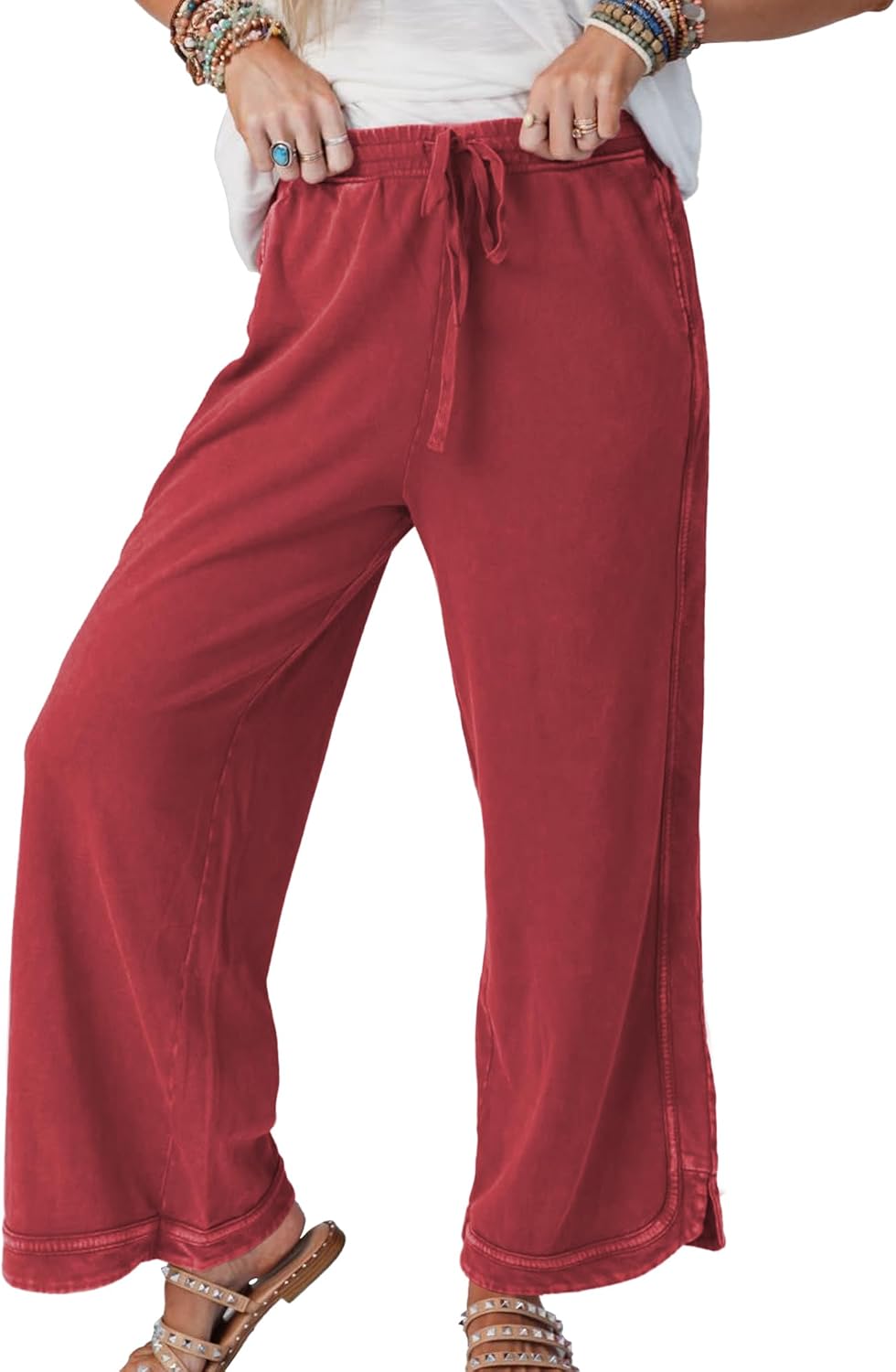 Thumbnail 2 de Hixiaohe Women's Casual Wide Leg Sweatpants — High Waist, Drawstring, Pockets