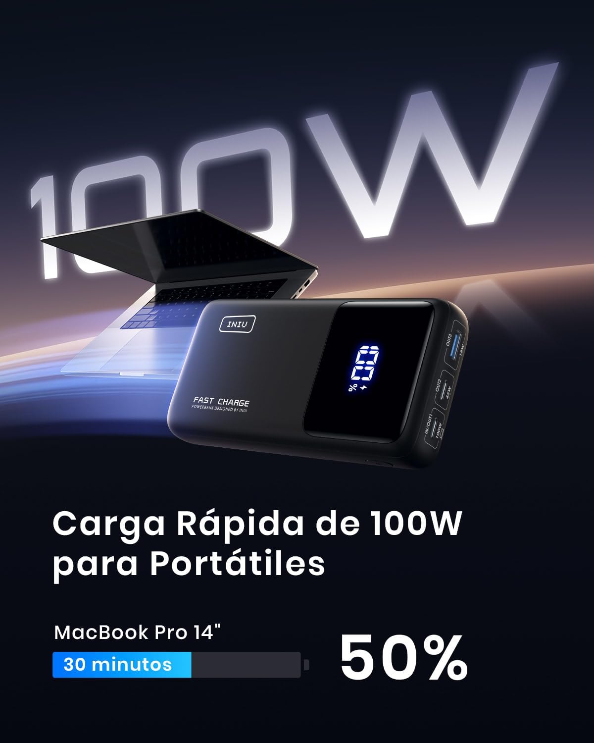 Detalle 2 de INIU Power Bank 100W 25.000mAh