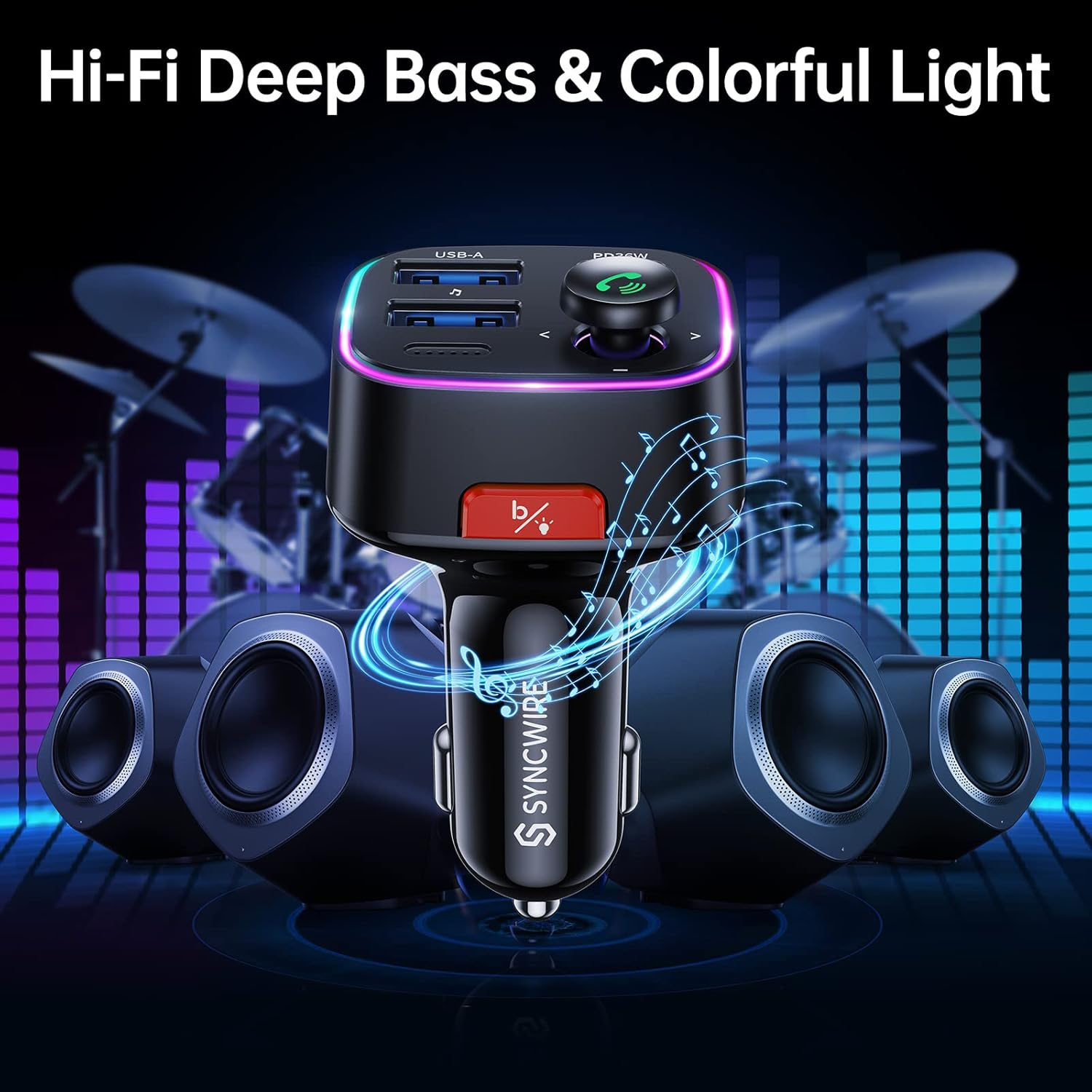 Detalle 2 de Syncwire Bluetooth 5.4 FM Transmitter 48W