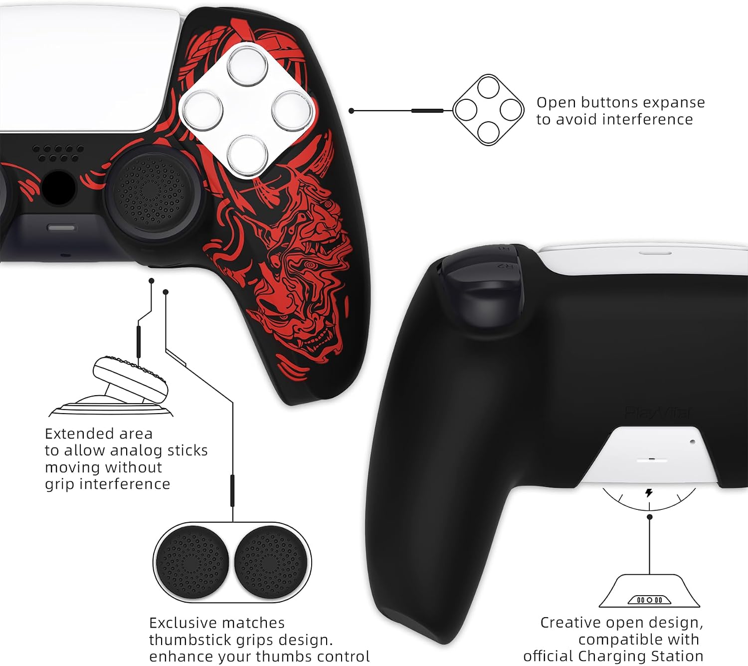 Thumbnail 2 de playvital Pure Series PS5 controller grip cover, 6 grips
