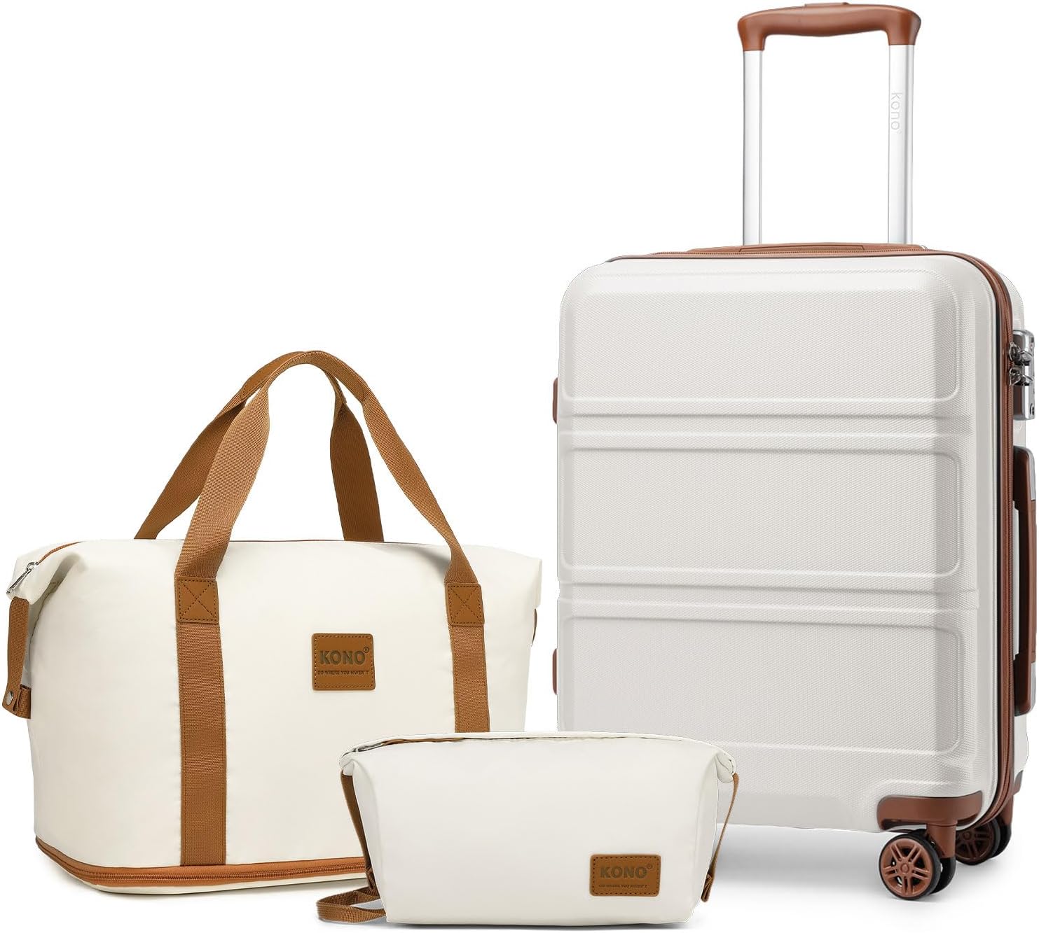 Thumbnail 2 de Kono Six-Piece Travel Luggage Set, Cream White, with Spinner Wheels and TSA Lock