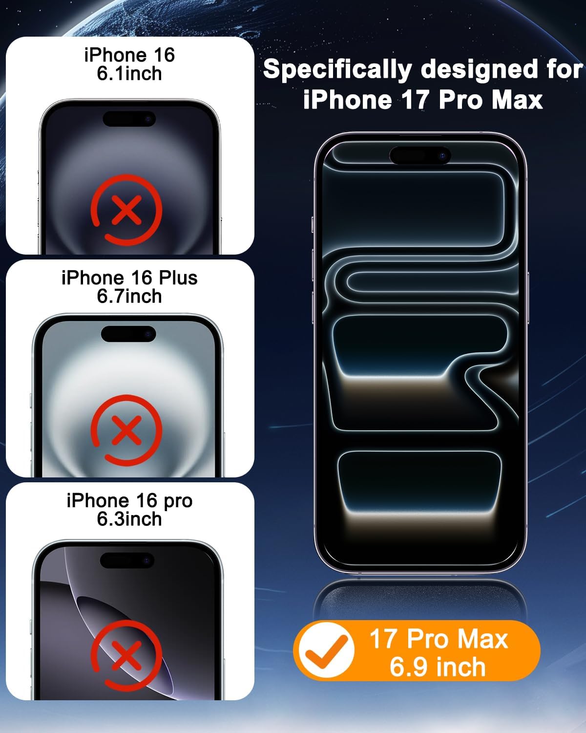 Detalle 2 de SIBEITU iPhone 17 Pro Max Screen Protector, 9H Glass, 3 Screen and Camera Covers
