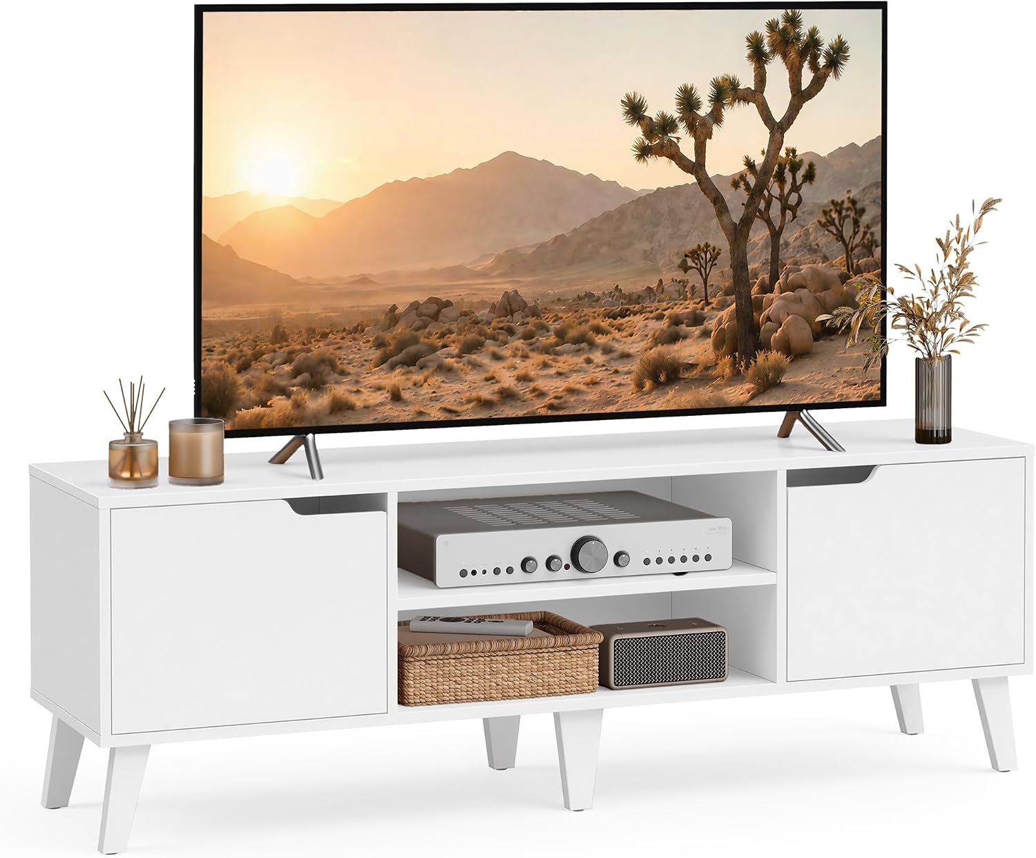 Thumbnail 6 de VASAGLE TV Stand Unit LTV556Y01: A Practical 147 cm Entertainment Console in Natural Oak and Cream White