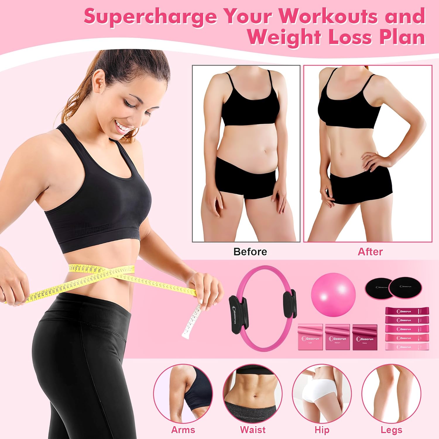 Thumbnail 6 de Goocrun Pilates Ring Set with Resistance Bands 💪