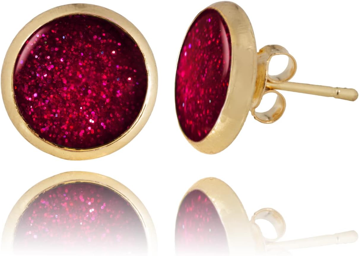 Detalle de Pendientes Aretes Lujo Pequeño 1,2 cm brillo borgoña