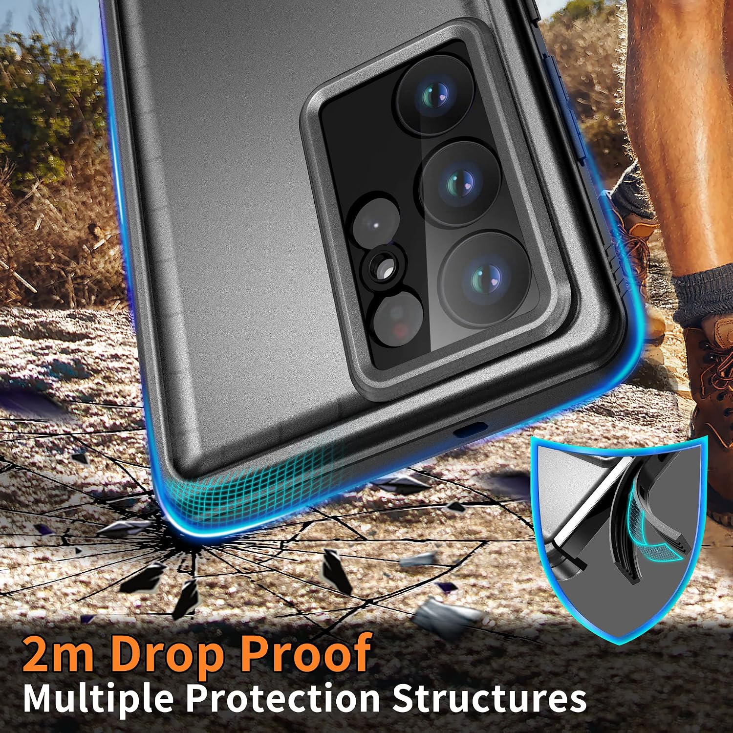 Detalle 2 de Cozycase S23 Ultra (Noir) Waterproof 360° Case with Screen and Camera Protection