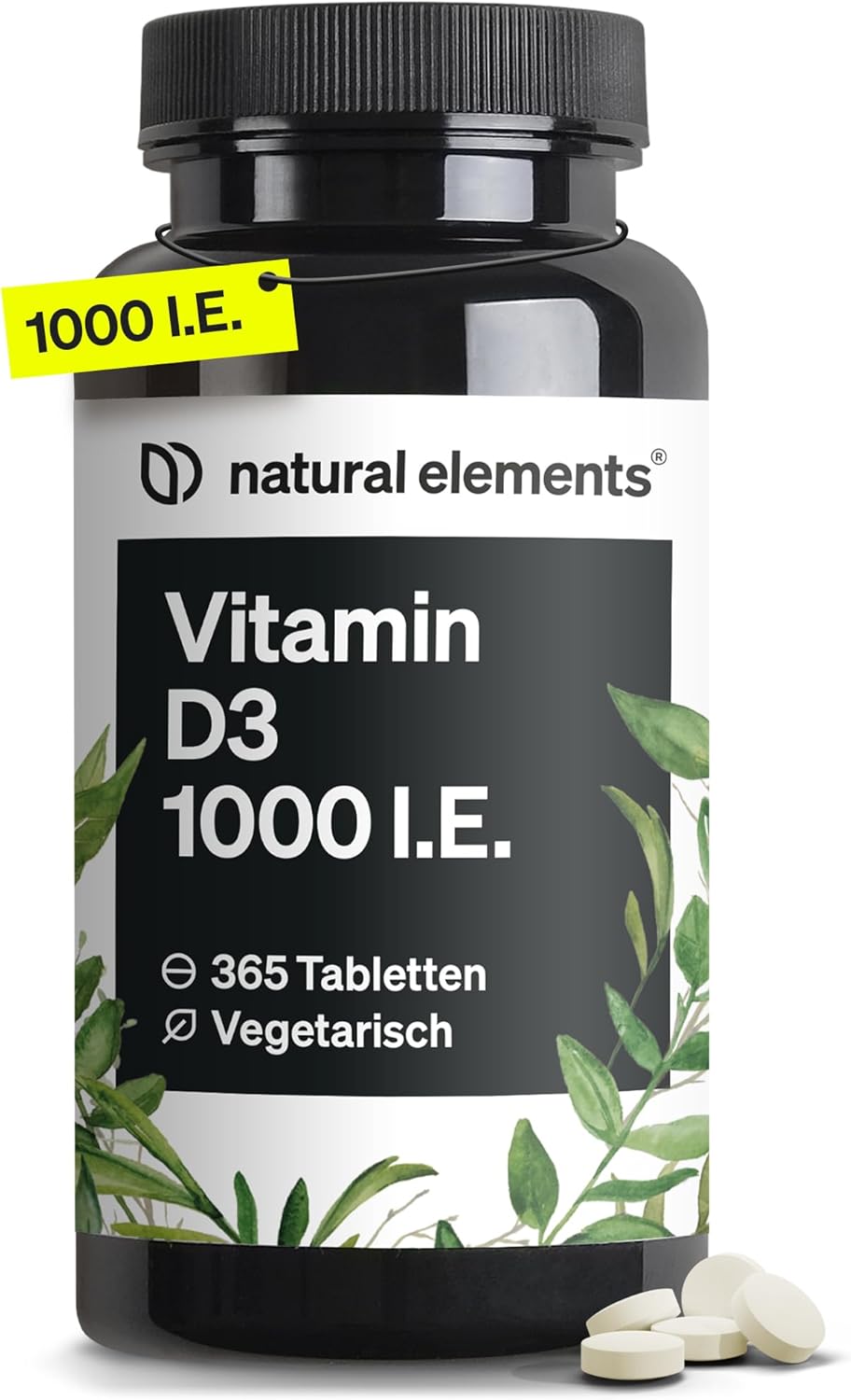 Detalle de natural elements Vitamin D3 1000 IE – 365 Tabletten im Jahresvorrat