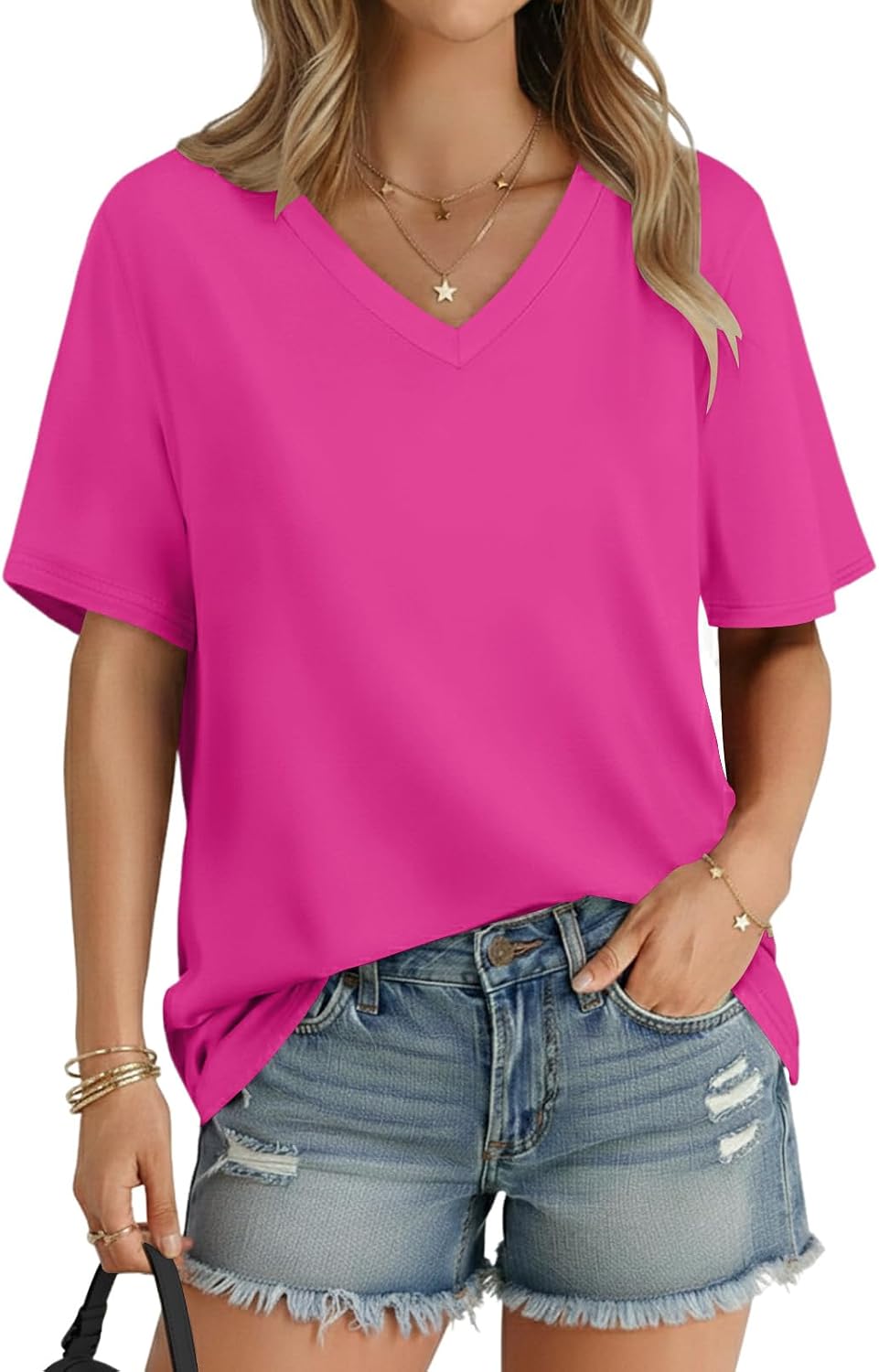 Detalle de Cuptacc Oversized V-Ausschnitt T-Shirt