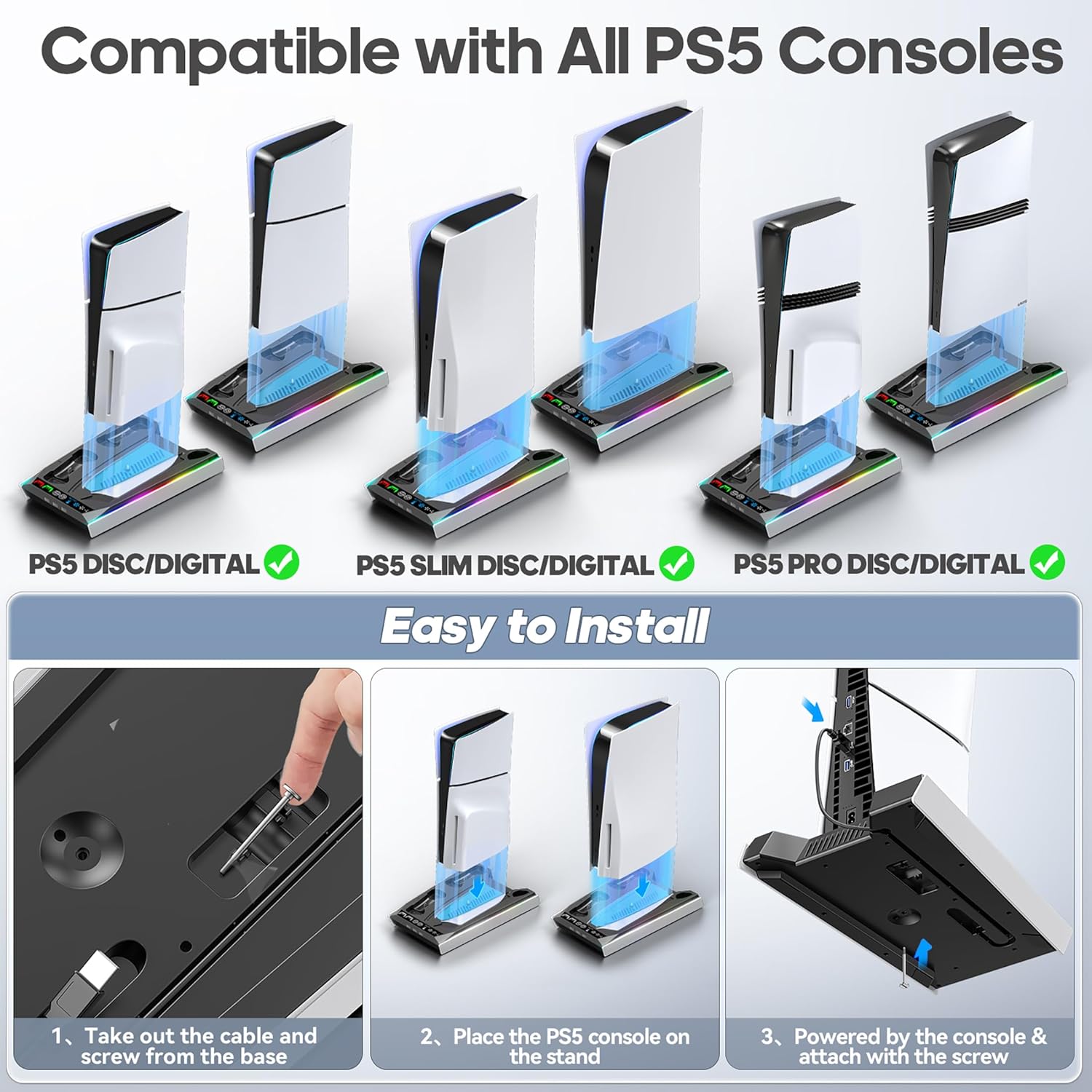 Thumbnail 1 de PS5 Cooling Stand with Auto Turbofan