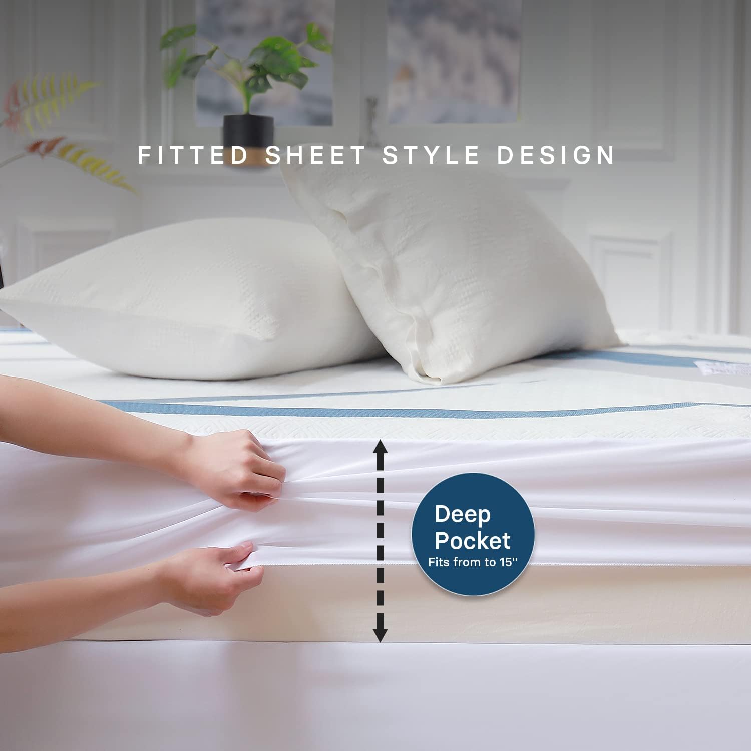 Detalle 2 de GOTCOZY MP-A-ALN-K Heated Mattress Pad, King, Blue, 6 Heat Settings