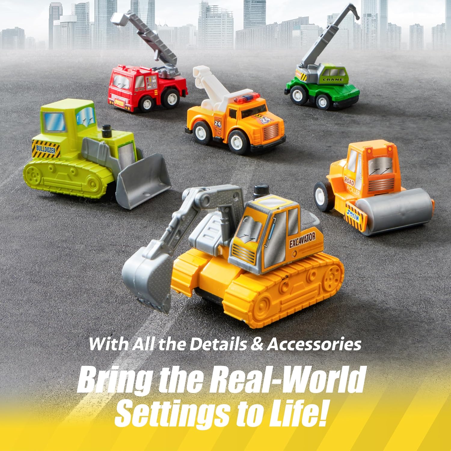 Thumbnail 3 de JOYIN 18-teiliges Zurückzieh-Spielzeugauto-Set (Friction-Powered) für Stadtautos & Lastwagen