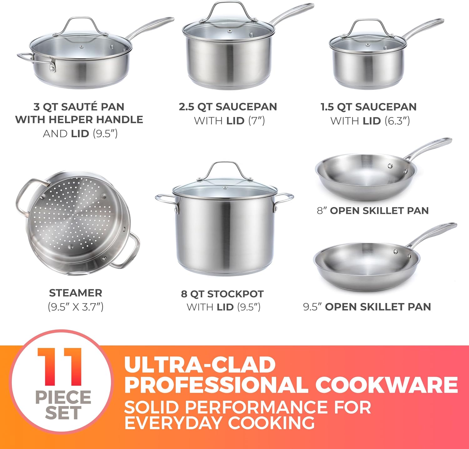 Thumbnail 3 de Mueller Stainless Steel Cookware Set 11-Piece