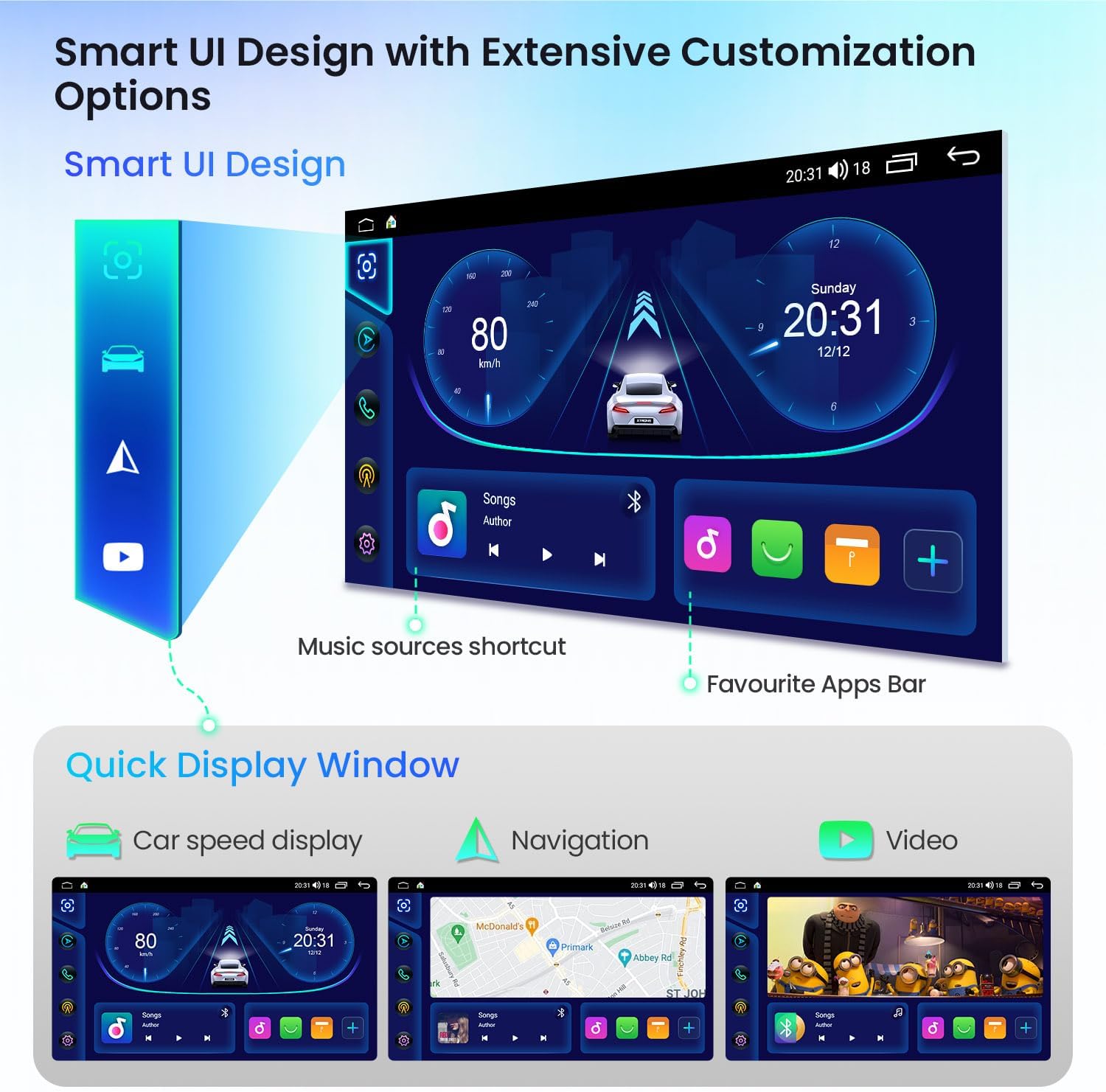 Detalle de XTRONS Double Din 2+64GB Android car stereo with Bluetooth, EQ DSP and optional DAB+
