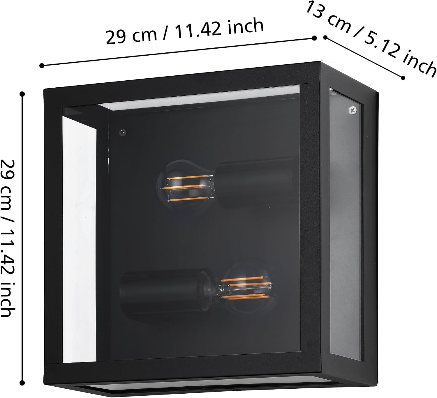Thumbnail 3 de Eglo ALAMONTE 1, 2 lampes – Plafonnier extérieur noir en acier galvanisé, verre transparent (IP44), culot E27