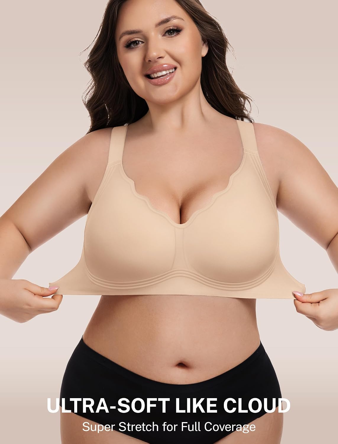 Detalle 1 de habibee Jelly Wireless Scalloped Bra, Seamless W-Shaped Support, B-DDD