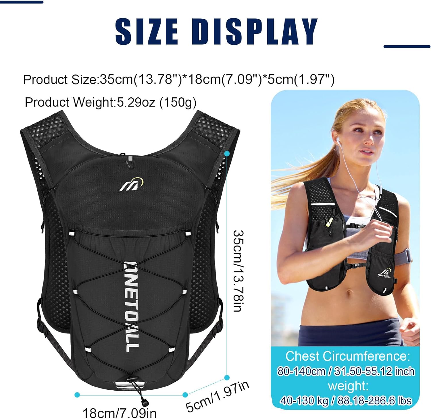 Thumbnail 6 de ONETOALL Running Vest 2L Hydration Pack