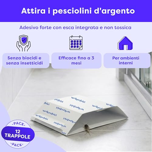 Detalle 2 de Wolkenfeld Trappola Pesciolini D'argento – 12 Fogli Adesivi Naturali, senza Spray né Biocidi