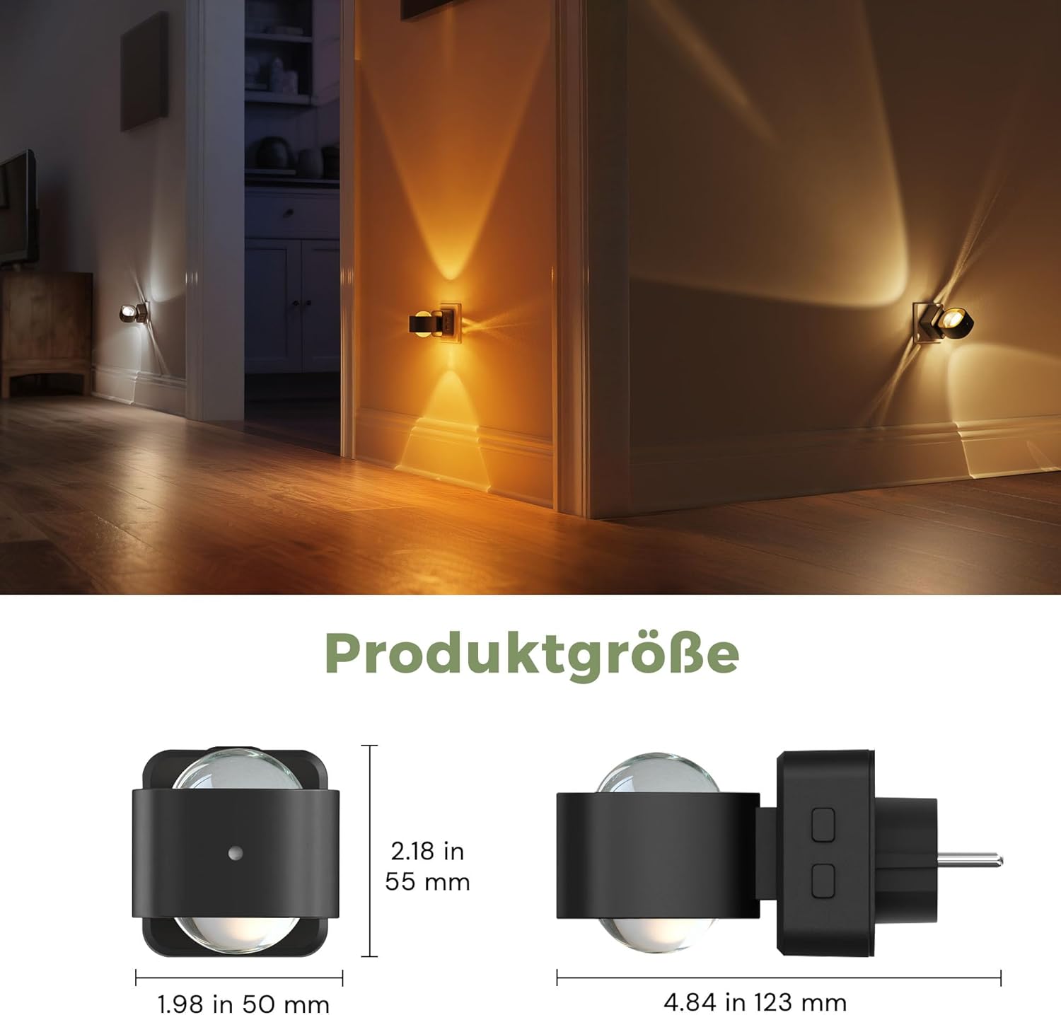 Thumbnail 5 de LOHAS-LED Nachtlicht Steckdose mit Dämmerungssensor – 3-Stufen Helligkeit, 3CCT Farben und 180° schwenkbarer Stecker