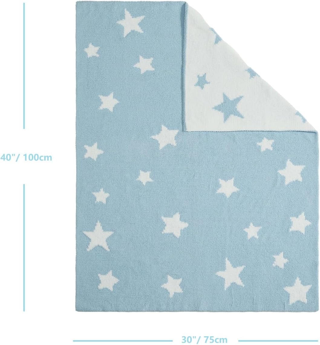 Thumbnail 3 de CREVENT Chenille-Babydecke 75 × 100 cm, kuscheliger Stern in Blau – für Babys, Kleinkinder und Haustiere